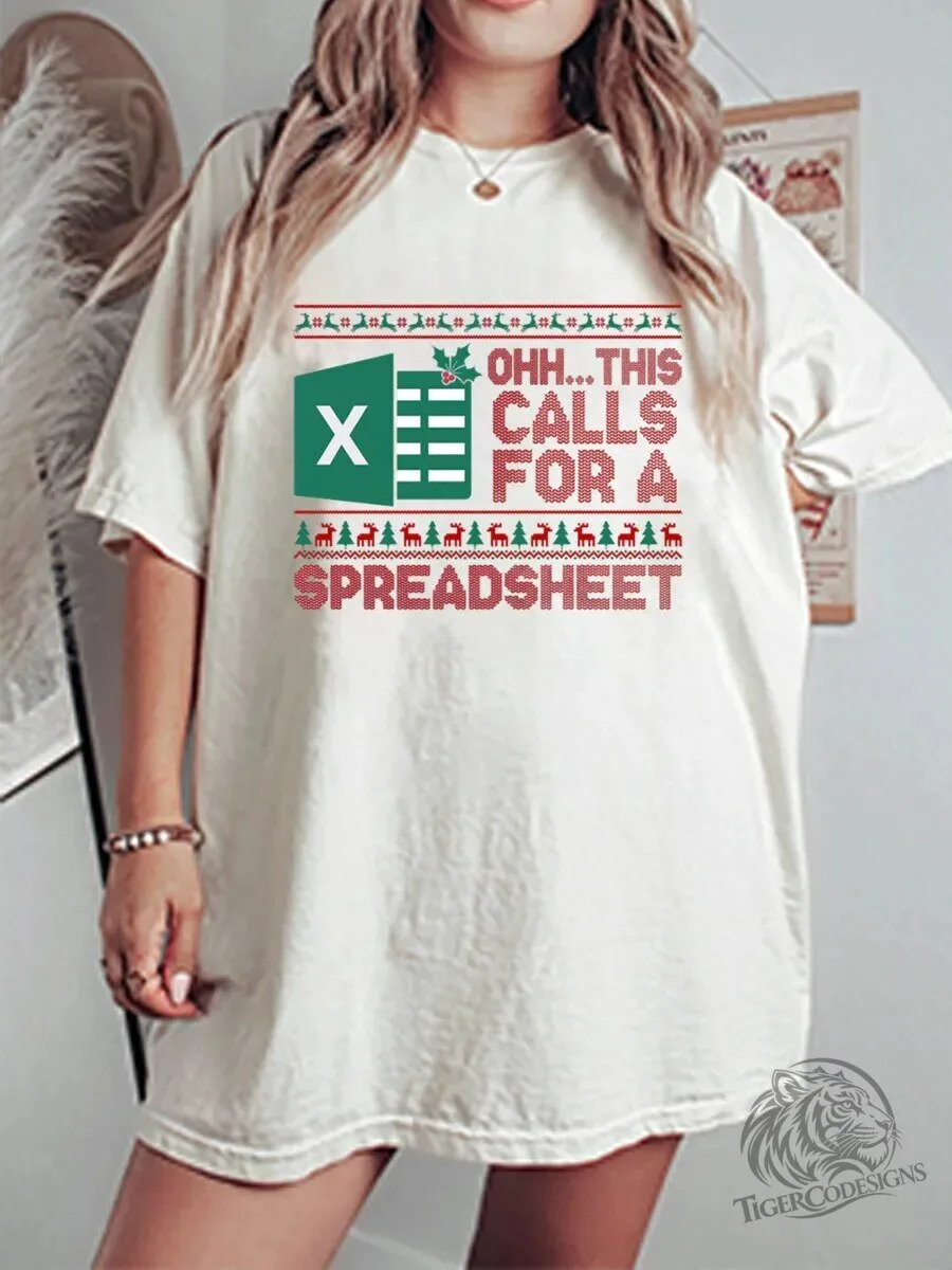 Funny Microsoft Excel Christmas Spreadsheet Holiday Graphic T-Shirt